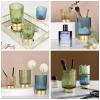 DASITON Makeup Brush holder Organizer,Crystal Cosmetic Makeup Brush Glass Brushes Storage Holder, Vintage Make Up Brush Cup Pen Pencil Holder striped vase(Green L) view 4