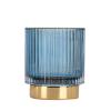 DASITON Makeup Brush holder Organizer,Crystal Cosmetic Makeup Brush Glass Brushes Storage Holder, Vintage Make Up Brush Cup Pen Pencil Holder striped vase(Blue S) view 1