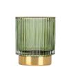 DASITON Makeup Brush holder Organizer,Crystal Cosmetic Makeup Brush Glass Brushes Storage Holder, Vintage Make Up Brush Cup Pen Pencil Holder striped vase(Green S) view 1