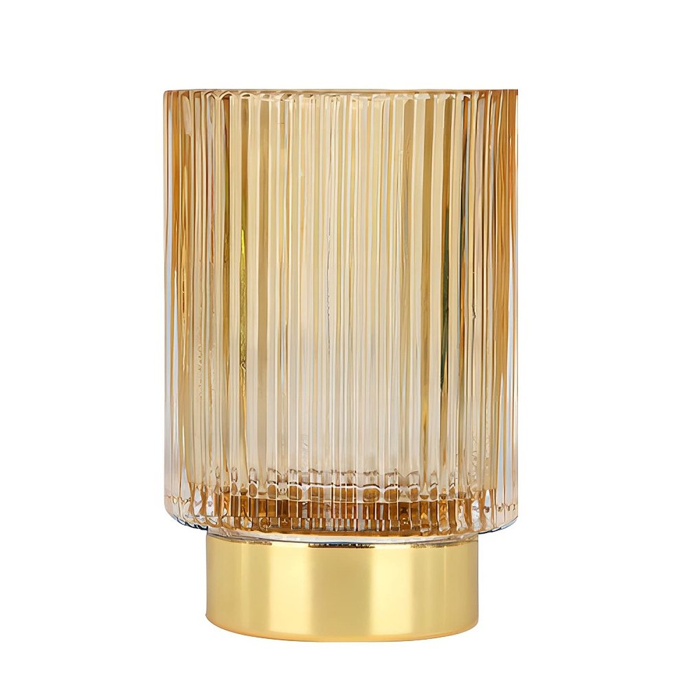 DASITON Makeup Brush holder Organizer,Crystal Cosmetic Makeup Brush Glass Brushes Storage Holder, Vintage Make Up Brush Cup Pen Pencil Holder striped vase(Coffee L)