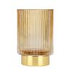 DASITON Makeup Brush holder Organizer,Crystal Cosmetic Makeup Brush Glass Brushes Storage Holder, Vintage Make Up Brush Cup Pen Pencil Holder striped vase(Coffee L) view 1