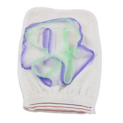 Ruilogod Striped Prints Pink White Exfoliating Sponge Bath Glove Cleaner (id: 7a5 9fa 276 bff 8d4
