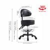 Lilfurni Swivel Rolling Stool Round Chair,Thick Sturdy Padding,Adjustable Stool with Wheels for Doctor,Medical,Massage Salon,Office,Shop(with New Back, Black) view 3