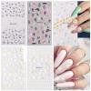 5D Leaf Flowers Nail Stickers For Nail Art Decor,Embossed Daisy Floral Nail Decals 3D Self-Adhesive Nail Supplies Leaves Rabbit Charms Spring Flower Stickers For Women Acrylic Nails Decorations,5sheet view 2