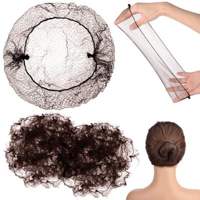 Jexine 400 Pcs Hair Nets for Women Dark Brown Hair Nets for Food Service Workers Invisible Elastic Edge Mesh 20 Inches for Sleeping Ballet Dance