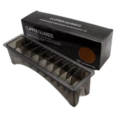 Universal 10 Grid Base Hair Clipper Limit Comb Comb Storage Case Container Box, Plastic Comb Storage Box for Barbershop