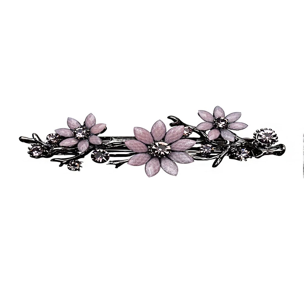 Yellow Chimes Hair Clips for Women Hair Barrette Clips for Girls Crystal Floral Shaped Hairclips French Barrette for Girls and Women Hair Accessories., One Size, Metal, No Gemstone