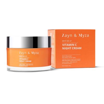 Vitamin C Night Cream - Rejuvenate, Brighten & Hydrate Dull Skin Overnight, No Chemical Nasties For All Skin Types, 50 g