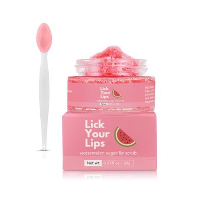 Watermelon Sugar Lip Scrub for Women Dry, Cracked and Dark Lips  Lip Scrubber Exfoliator & Organic Lip Scrubs Exfoliator and Moisturizer with Lip Brush  Vegan, Cruelty-Free Lip Care Products (20g)