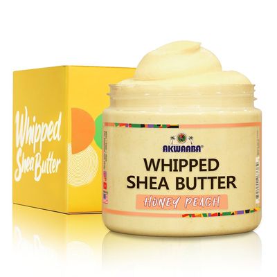 AKWAABA Whipped Shea Butter (Honey Peach)  Nourishes & Moisturizes | Made with Shea Butter | No Dyes & Parabens | 12 oz / 340 g