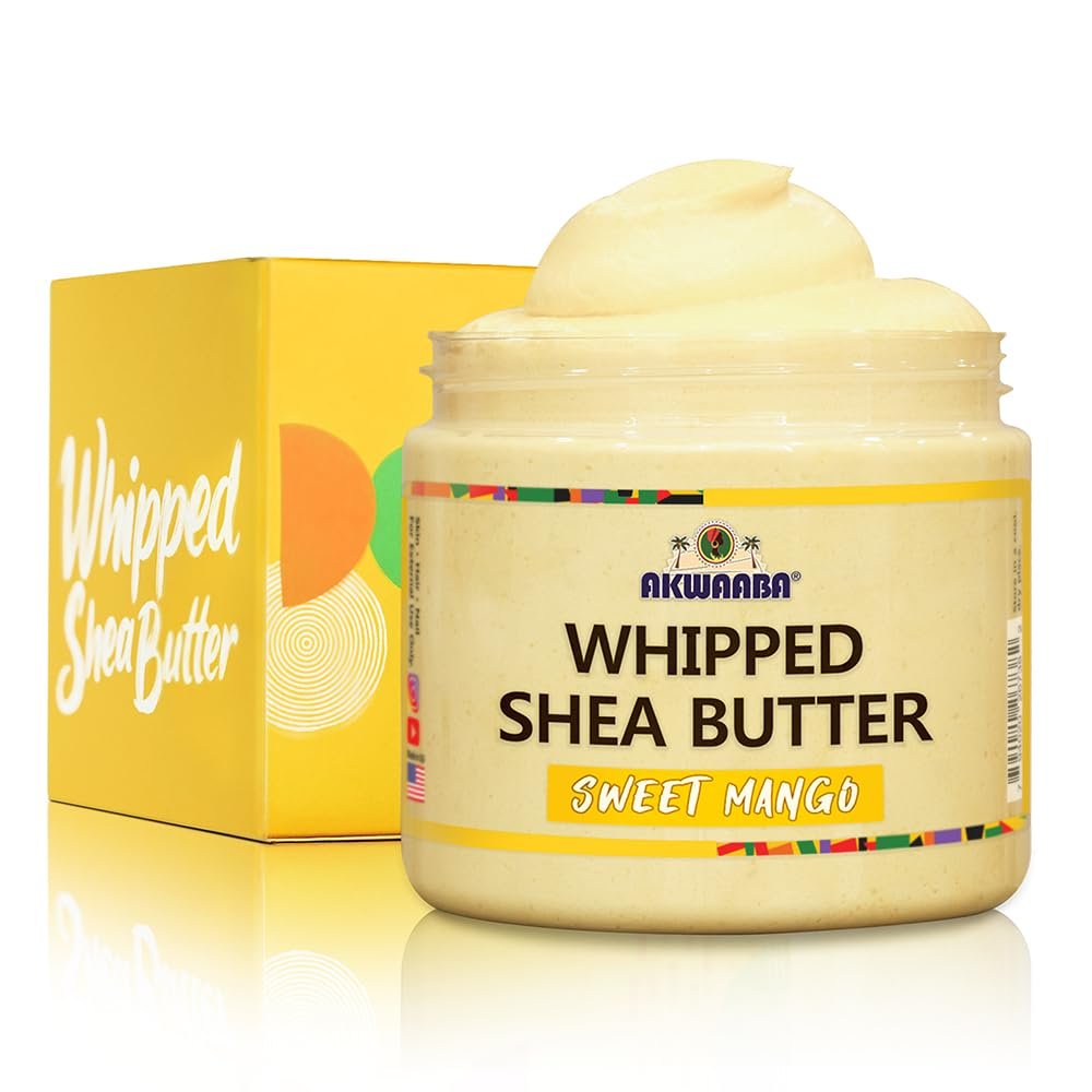 AKWAABA Whipped Shea Butter (Sweet Mango)  Nourishes & Moisturizes | Made with Shea Butter | No Dyes & Parabens | 12 oz / 340 g