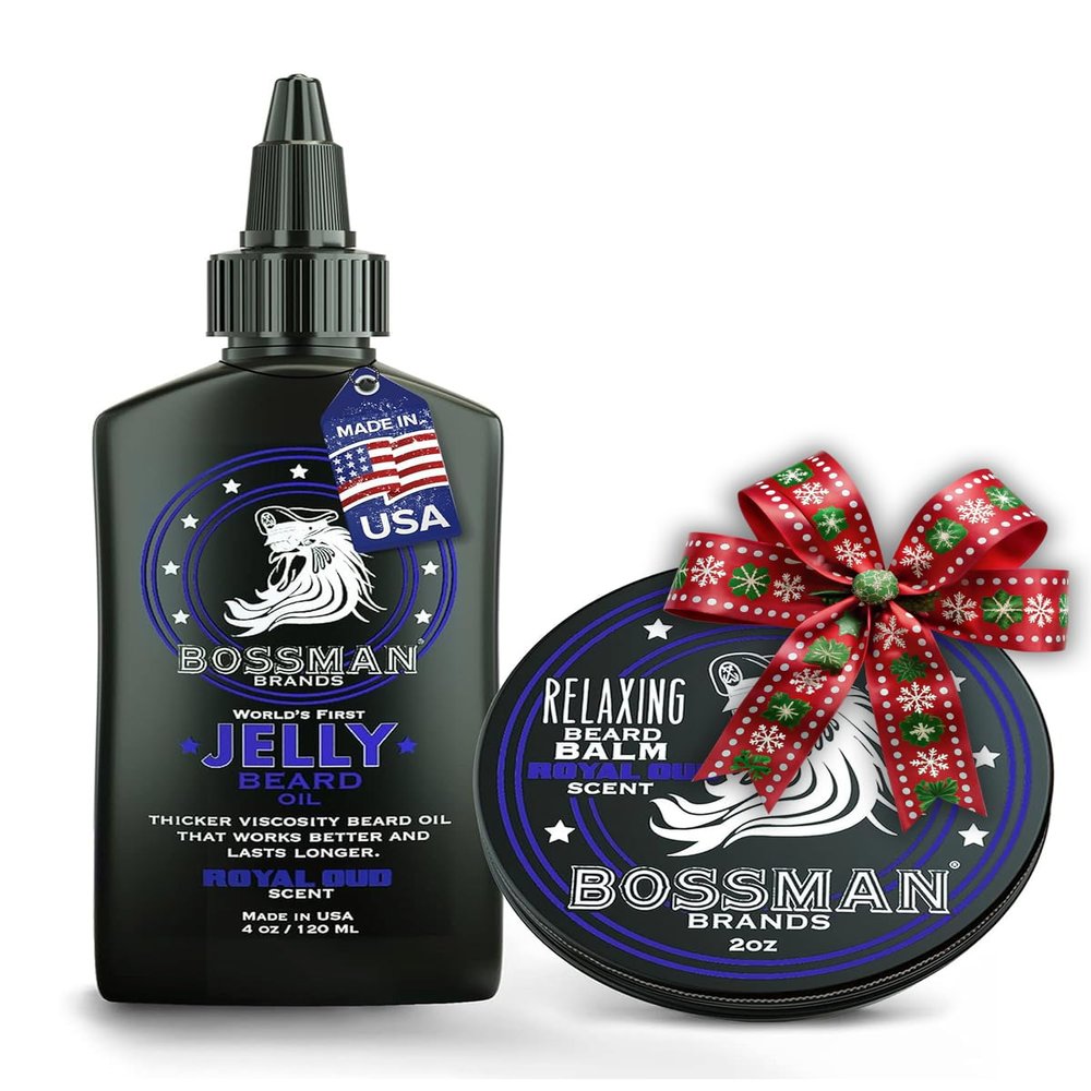 Bossman Jelly Beard Oil for Men & Beard Balm for Men Combo - Royal Oud Scent