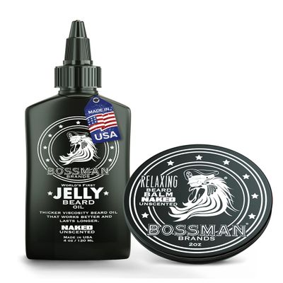 Bossman Beard Oil Jelly and Relaxing Beard Balm Combo- Naked Scent