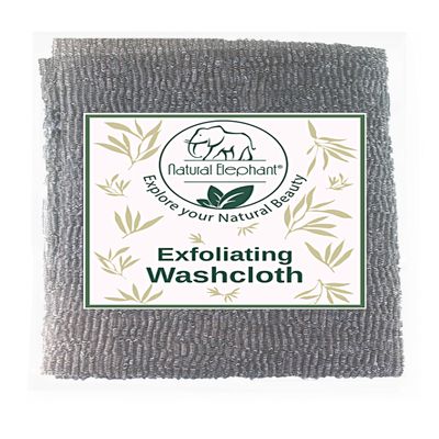 Natural Elephant Exfoliating Washcloth - Charcoal Grey Japanese Shower Scrubber for Body - Single Washcloth for Gentle Skin Exfoliation