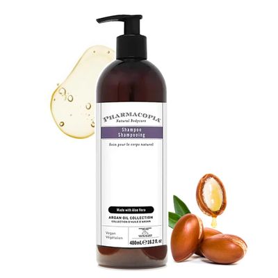 Pharmacopia Hotel Argan Oil Shampoo Natural Hair Care with Plant Based & Organic Ingredients - Aloe Vera wtih Green Tea and Melon Essence - Vegan, Cruelty Free, No Paraben, 16.2 oz