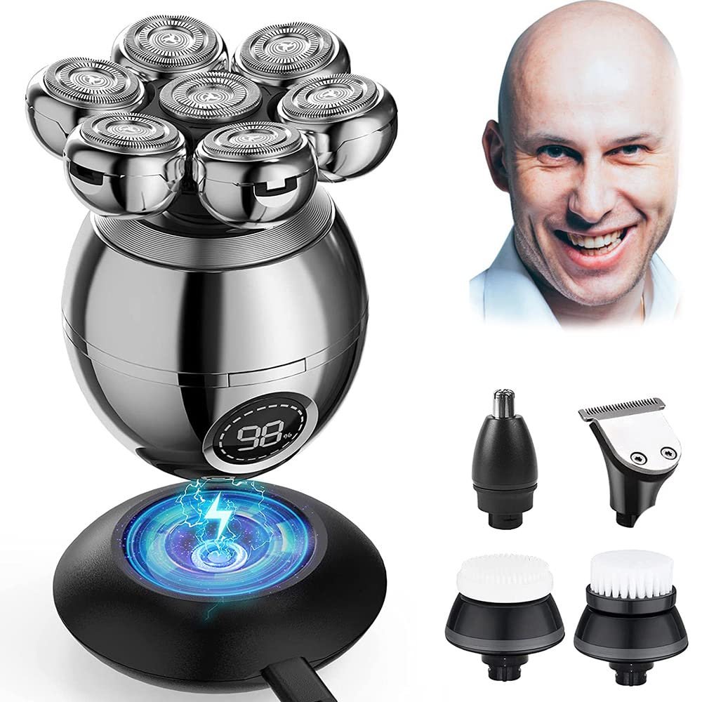 7D Electric Shaver for Men 5-in-1 Waterproof Bald Head Razors Beard Trimmer Wet and Dry Use Rechargeable Men's Bald Super Shaver