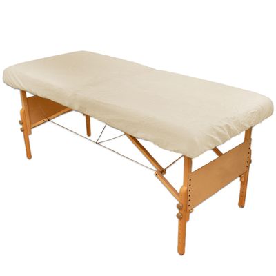 10 Pack - Body Linen Comfort Deluxe Flannel Massage Table Fitted Sheet. Premium Quality 100% Cotton Therapy Table Sheets. Elastic All Around for a Great Fit on Your Massage Bed - Color: Natural