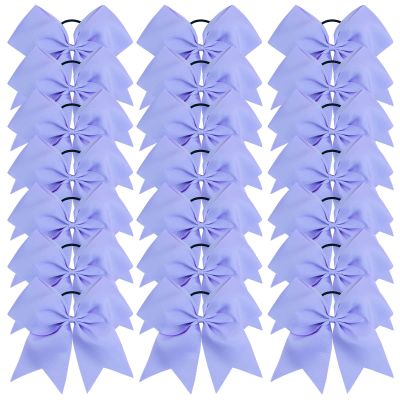 Oaoleer 21PCS 8" Large Cheer Bows Light Purple Bows Jumbo Cheerleader Bow with Ponytail Holder Elastic Band Handmade for Cheerleading Teen Girls College Sports