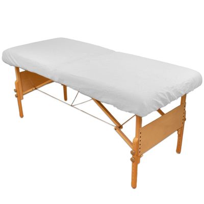 10 Pack - Body Linen Comfort Deluxe Flannel Massage Table Fitted Sheet. Premium Quality 100% Cotton Therapy Table Sheets. Elastic All Around for a Great Fit on Your Massage Bed - Color: White