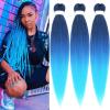 Black Blue Ombre Braiding Hair Pre Stretched Colorful Prestressed Braiding Hair Ombre Long Synthetic Colored Braiding Hair Extensions for Micro Box Braids Crochet Hair (Blue Ombre Braids 3 Packs) view 1