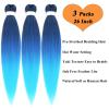 Black Blue Ombre Braiding Hair Pre Stretched Colorful Prestressed Braiding Hair Ombre Long Synthetic Colored Braiding Hair Extensions for Micro Box Braids Crochet Hair (Blue Ombre Braids 3 Packs) view 2