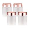 4 Pack,3.4 oz Frosted Glass Jars with Lids,Round Empty Storage Containers with Rose-Golden Lids & Inner Liners,Travel Jars Pot for Cosmetics,Gel,Scrubs,Makeup,Face Cream Lotion view 1