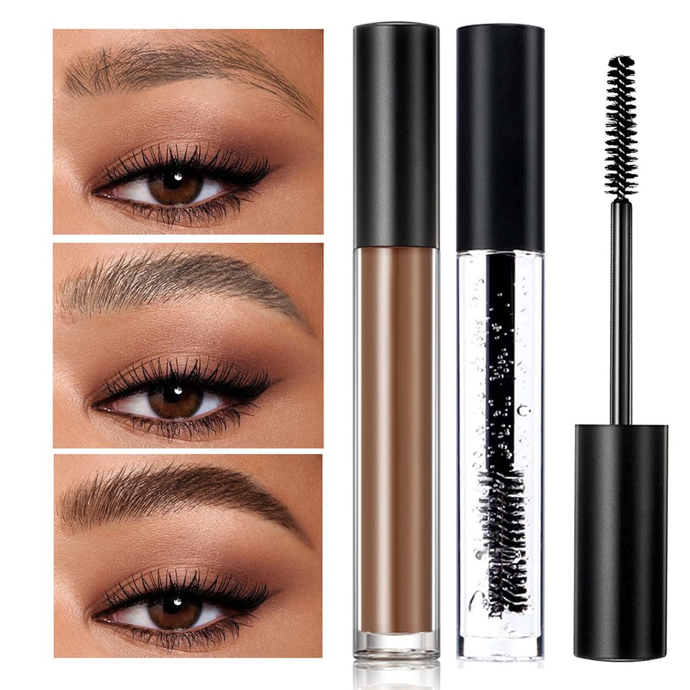 DAGEDA Clear Eyebrow Setting Gel, Brow Fix Gel, Waterproof And Sweat-Proof Eyebrow Repair Liquid Brows Styling Beauty Salon Home Use Makeup, 1.81oz (Clear and Dark Brown)