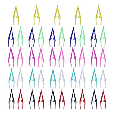 EXCEART 50pcs Tweezers for Crafts Bead and Makeup Accessories Random Colors for Home Classroom School Use Convenient and Practical Tool