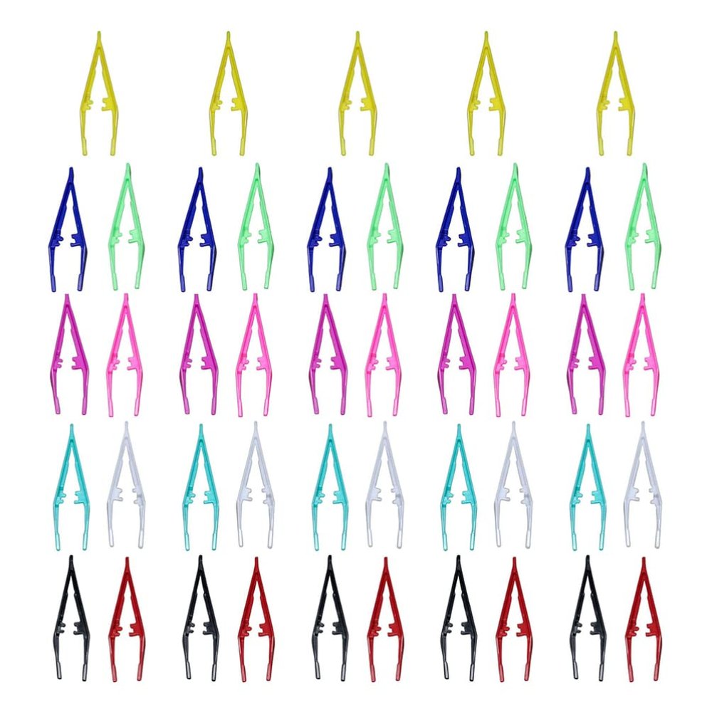 EXCEART 50pcs Tweezers for Crafts Bead and Makeup Accessories Random Colors for Home Classroom School Use Convenient and Practical Tool