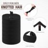 30 Pcs Knotted Elastic Flat Hair Ties for Men's Long Curly Hair, No Crease Man Bun Ties (Black) view 3