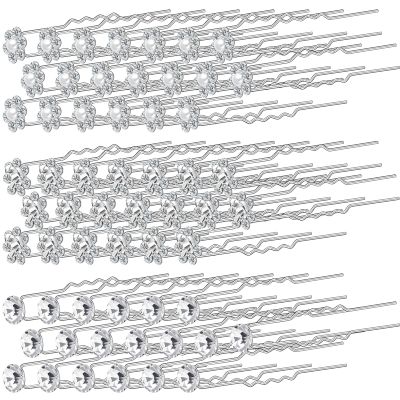 60 Pieces Pearl and Rhinestone Hair Pins - U Shape Bridal Hair Accessories for Women and Girls (Charming Style)