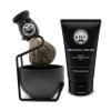 KIKC 5 in 1 Shaving Kit for Wet Shave, Set Includes Hand Crafted Pure Badger Shave Brush, Stainless Steel Lathering Soap Bowl, Shave Brush Stand, Shaving Cream, Best Gift for Bearded Man, Deluxe Black view 1