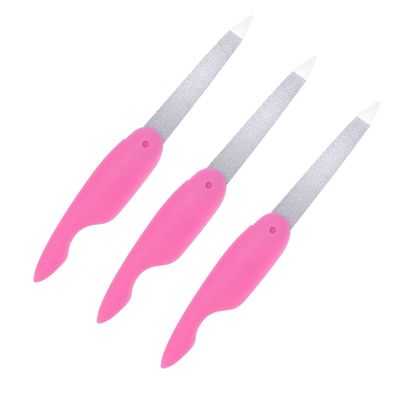 Uonlytech Professional Nail File 3pcs Folding Nail Files Double Sided Foldable Stainless Steel Manicure Nail Buffers Manicure Tools for Smooth and Shiny Nails, Buffer Block