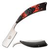 Dark Side Blades - Razor Style Folding Pocket Knife  Satin Finish Stainless Steel Blade, Black & Red Aluminum Handle w/Flaming Skull, EDC, Shave, Shaving, Fantasy, Collectible, DS-082RD view 1