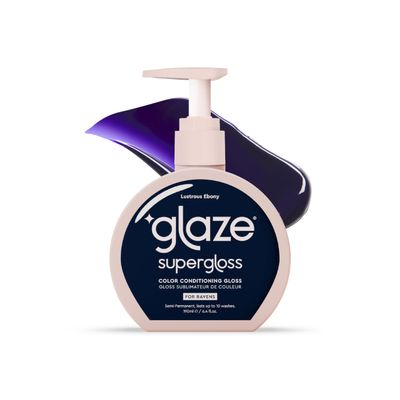 Glaze Supergloss Color Conditioning Gloss With Dispensing Pump  Hydrating Semi-Permanent Color Hair Gloss & Shine Boost  Vegan, Cruelty-Free  6.4 fl oz - Lustrous Ebony - Blue Black