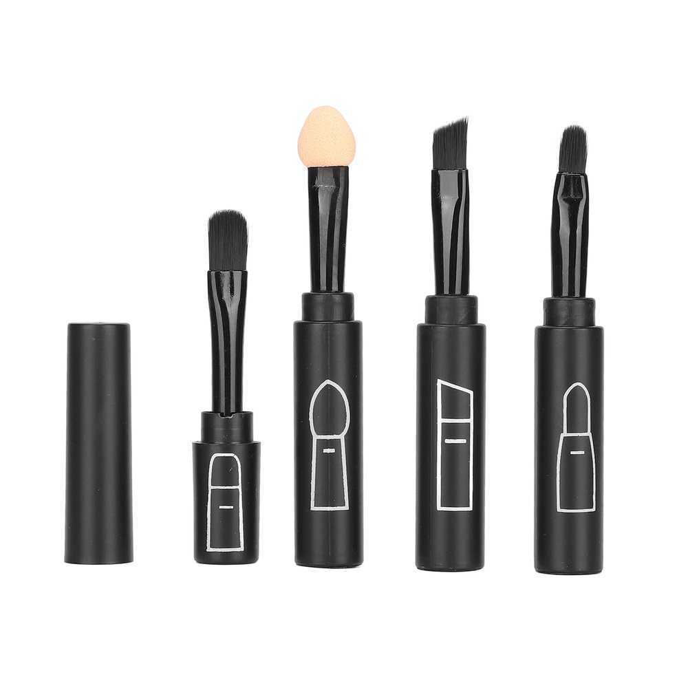 4 in 1 Telescopic Makeup Brushes Set Portable Retractable Lip Eyebrow Eyeshadow Cosmetic Brushes(Black)