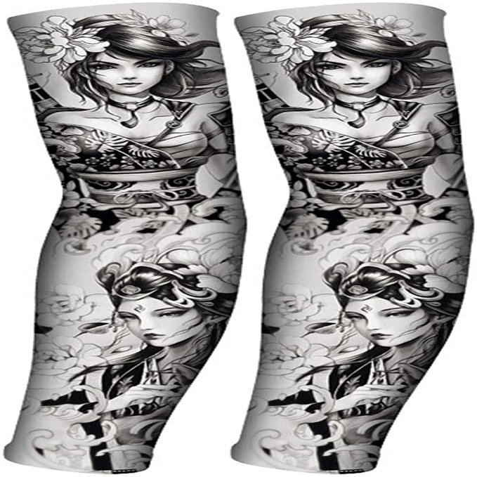 IPENNY Unisex Anti Slip Tattoo Sleeves UV Protection Arm Cover Temporary Sun Skin Protector for Men Women Cosplay Halloween Accessories