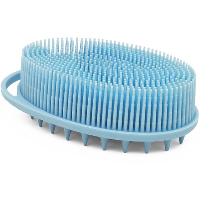 Blue Silicone Exfoliating Body Shower Scrubber Brush - Soft for Kids & Adults, All Skin Types