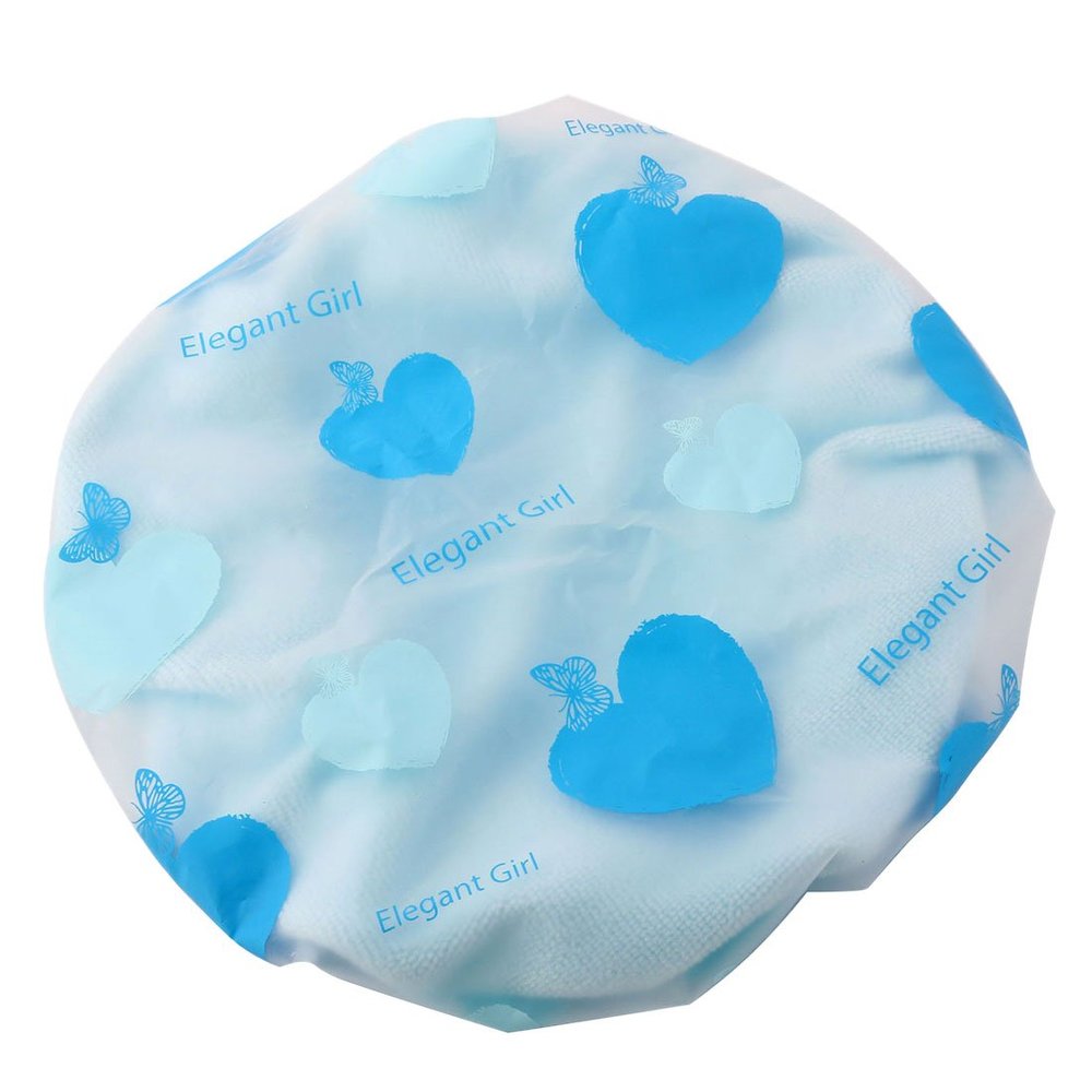 Ruilogod Microfiber Heart Pattern Women Hair Protector Water Resistant Elastic Spa Shower Cap (id: 9e1 9cb 11e f65 da9