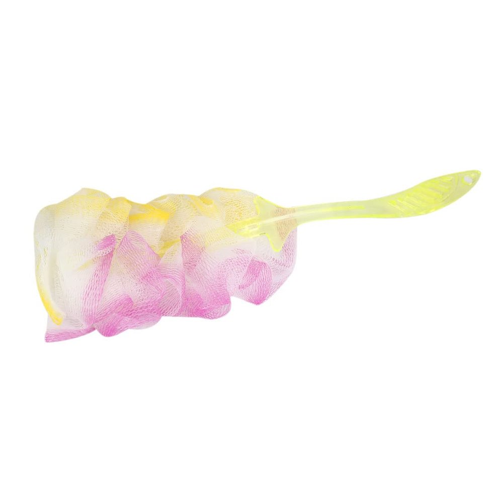Ruilogod Long Handle Shower Brush Mesh Nylon Back Scrubber Yellow Fuchsia (id: fe6 d3d c98 27f c65