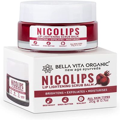AZAZ Bella Vita Organic NicoLips Lip Scrub Balm Lightening and Brightening Dark Lips for Men and Women Dry Lips/Smoker/Chapped Lip & Lipstick Stains Removal Lipcare, 20 g
