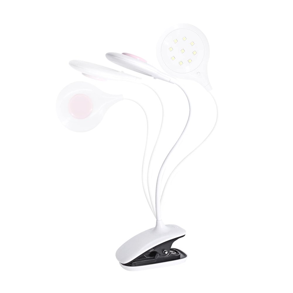 wenxintek Flexible UV LED Nail Lamp with Gooseneck & Clamp,18W UV Gel Nail Dryer Desk Light for Curing Acrylic Gel Nails Art Tips,USB Input