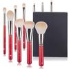 LLLY Makeup Brush 10 Christmas Makeup Brushes Red Fiber Hair Makeup Brushes Beauty Tools Makeup Brush Set (Color : Red, Size : 10pcs) view 1