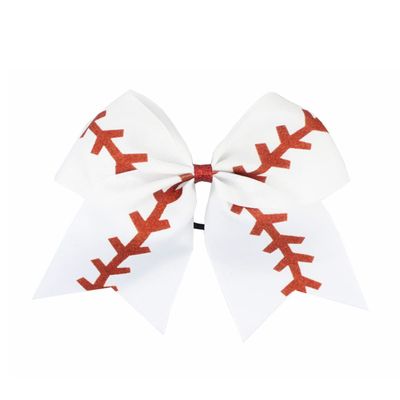 BBTDIN White Softball Hair Clips Bow Ponytail Holder for Cheer Girls