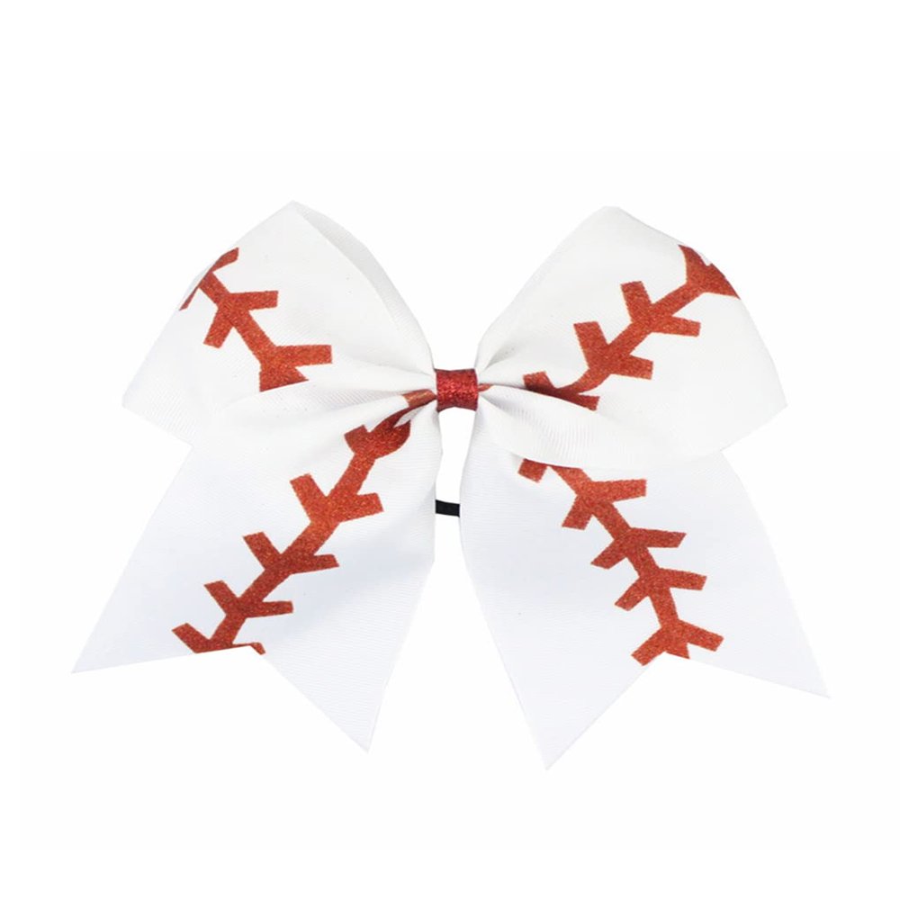 BBTDIN White Softball Hair Clips Bow Ponytail Holder for Cheer Girls