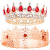 2 Pieces Antique Royal King Crown for Men Baroque Queen Crown for Wedding Birthday Women Crystal Tiara Prom Accessories Graduation Costume Party Hair Accessories view 1