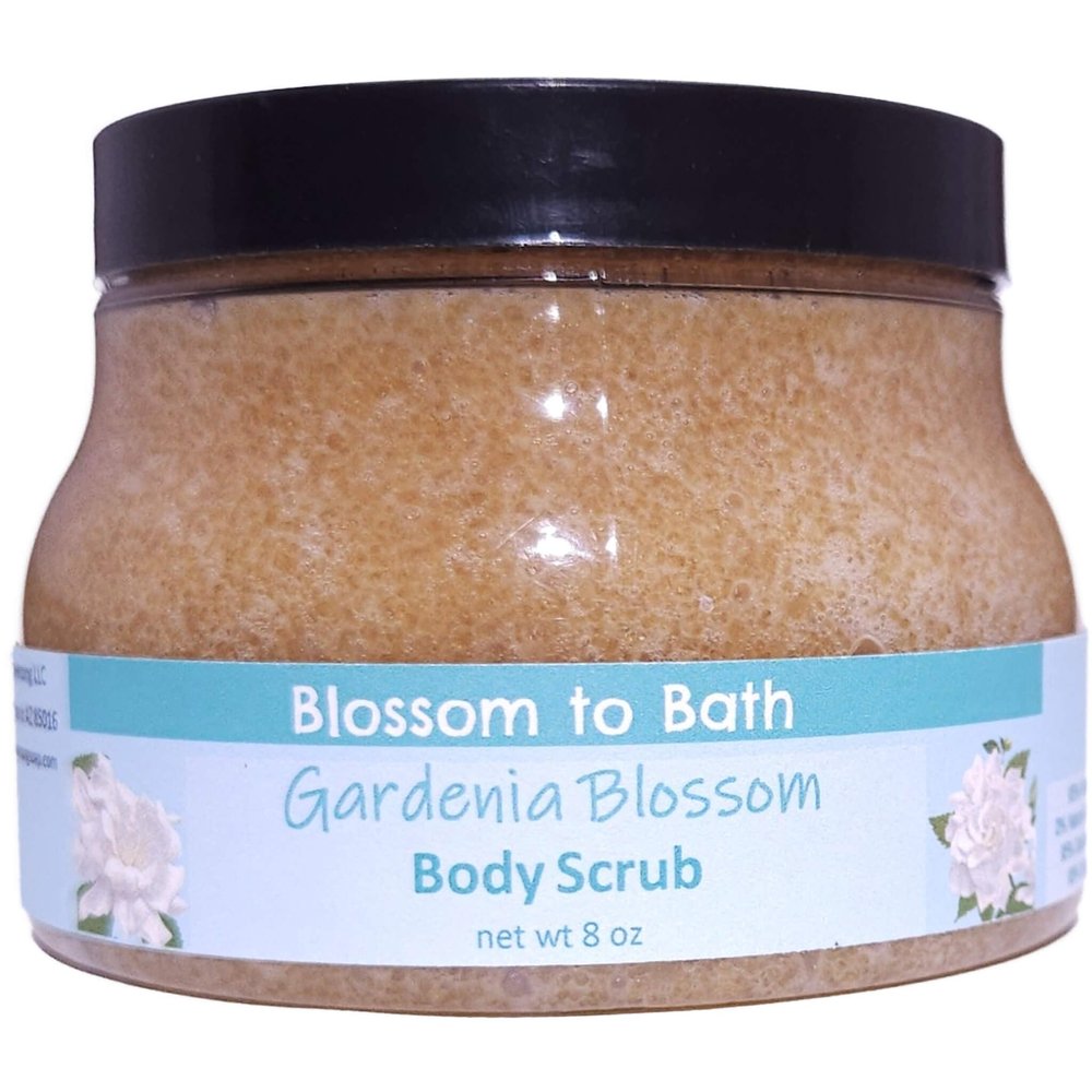 Gardenia Blossom Body Scrub (8 Ounce) - Phthalate Free Fragrance - Smooths & Refreshes With Natural Exfoliation with a Rousing Floral Scent