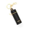 Cockatoo Nappa Leaeher Zipper Lipstick Holder Keychain Chapstick Case with Keyring (Black) view 1