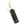 Cockatoo Nappa Leaeher Zipper Lipstick Holder Keychain Chapstick Case with Keyring (Black) view 2