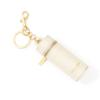 Cockatoo Nappa Leaeher Zipper Lipstick Holder Keychain Chapstick Case with Keyring (Beige) view 1